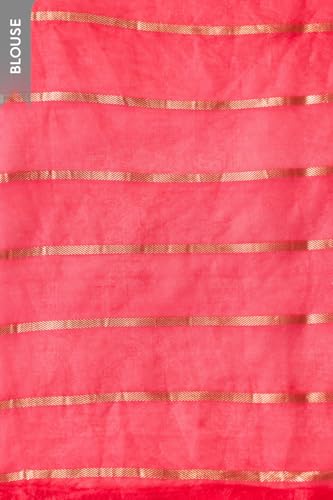 Taneira Pink Pure Silk Organza Kadwa Banarasi SareeWith Unstitched Blouse(SAIH01AD6178-Pink)