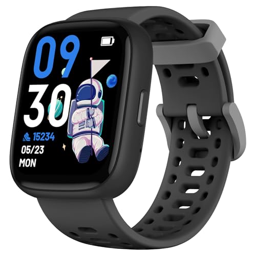 Cillso Kid Smart Watch for Boys Girls 1.83" HD Touch Screen with BLE5.3, Multiple Sports Modes, Pedometer, Activity Tracking, Alarm Clock, IP68 Waterproof, Ideal Children's, Black