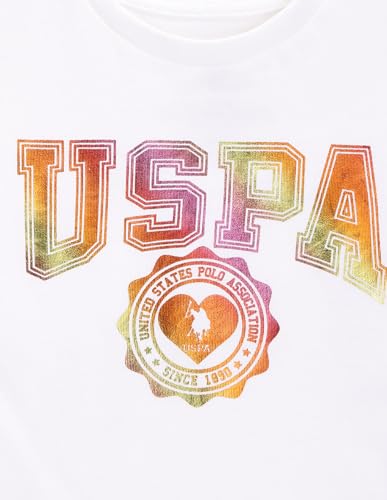 U.S. POLO ASSN. Girls Brand Print Cotton T-Shirt White