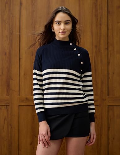 U.S. POLO ASSN. Horizontal Striped Regular Fit Sweater (UWAW25SWE181_Multi-Colour_M) Multicolor