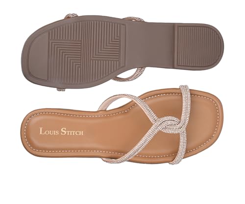 LOUIS STITCH Women's Fashion Flat Peach Pink Slip-On Sandals | Open Toe Cross Strap Flat Slipper for Ladies | LSOF-LDSL-CRCSSUL| (UK-3)