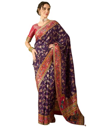 AKHILAM Women's Kanjivaram Woven Soft Silk Saree With Blouse Piece