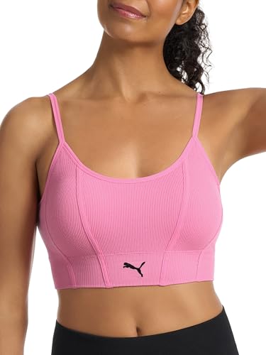 Puma Women's 2 Pack Seamless Sports Bra, Mauve/Heather Grey, Medium