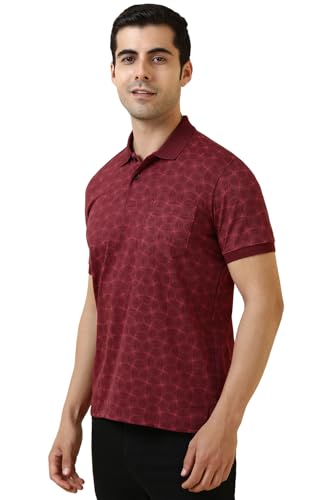 Allen Solly Men Maroon Printed Polo Neck T-Shirt