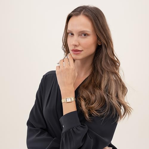 BOSS Women's Lucy Precious Watch, Black Leather Strap 3B Modern, Stylish Timepiece - Gift for Her 18.5mm, Gold Plated, bracelet