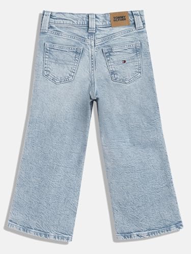 Girls Solid Regular-Fit Cotton Jeans Light-Blue