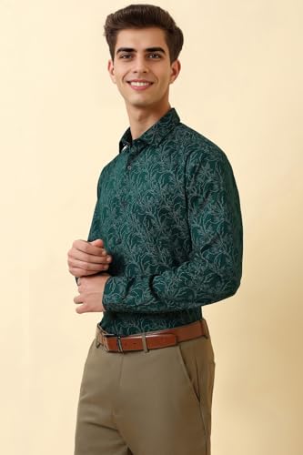 Allen Solly Men Green Print Full Sleeves Formal Shirt