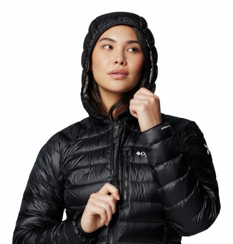 Columbia Womens Arctic Crest Down Hooded Jacket, Black, S