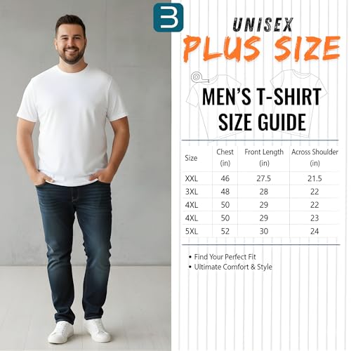 BRATMAZ Plus Size Men's Cotton T-Shirt, Beige, Crew Neck, Half Sleeve, Classic Fit, Casual Wear (in, Alpha, 5XL, Plus)