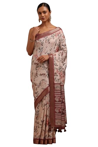 Soch Womens Earth Tussar Floral Print Saree