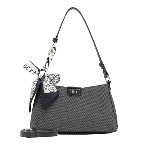 ITTI Alexi Shoulder Bag for Women | Soft Lightweight Medium Bag with 3 Compartments | Adjustable Strap & Decorative Scarf | Everyday & Casual Use (BLACK)