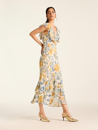 Label RITU KUMAR Black Avedian Sleeveless Printed Long Dress