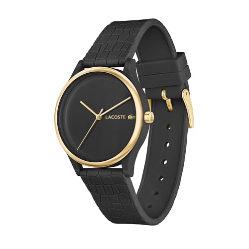Lacoste Crocodelle Qtz Basic Black Round Dial Women's Watch|Black Silicone Material|Multi Color Band - 2001249