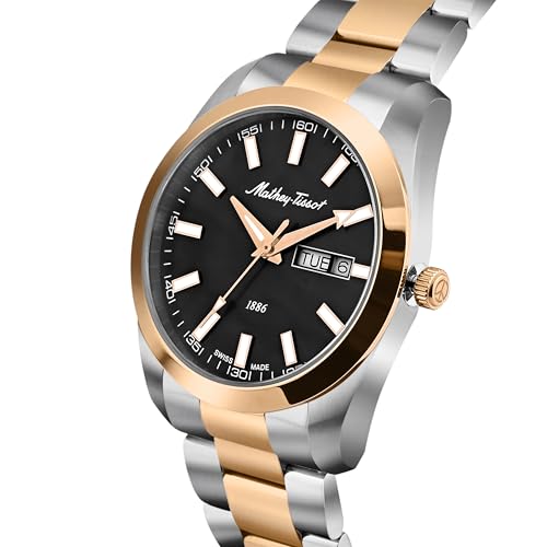 Mathey-Tissot Swiss Made Mathy I Day-Date Quatrz Black Dial Analog Watch for Men - H453RN