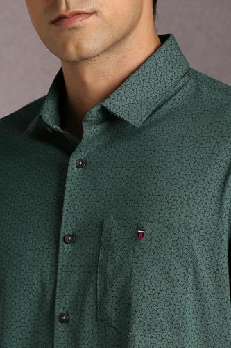 Louis Philippe Men Green Print Full Sleeves Casual Shirt