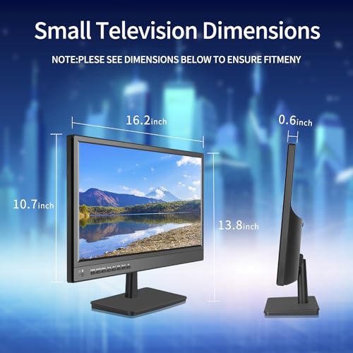 Jexiop 17 inch TV, small flat screen TV with ATSC digital tuner - HDMI & USB port in-dual power - 12 Volt charger cable and AC power suitable-for caravan, kitchen, bedroom