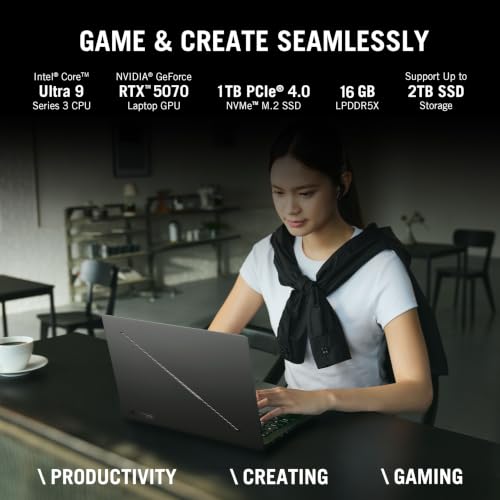 ASUS ROG Zephyrus G14 (2026),Intel Core Ultra 9 386H (Series 3),RTX 5070-8GB,16GB RAM,1TB SSD,3K OLED,14"(35.5 cm),Win 11,M365 Basic(1Y),Office 2024,Eclipse Gray,1.5 Kg,GU405AP-SY060WS,Gaming Laptop