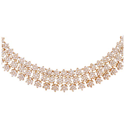 Ratnavali Jewels American Diamond White Necklace Pendant Set with Earrings for Women