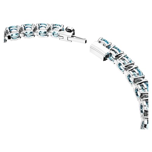 Swarovski Matrix Tennis bracelet, Round cut, Blue, Rhodium plated