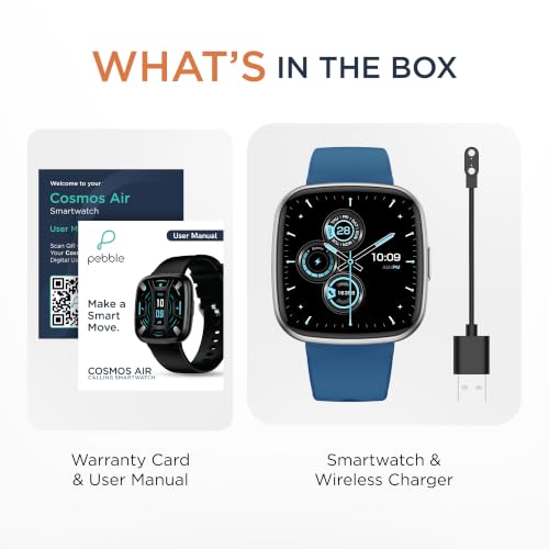 Pebble Cosmos Air 1.73" HD Display Smartwatch with Bluetooth Calling & Voice Assistant (Classic Blue)