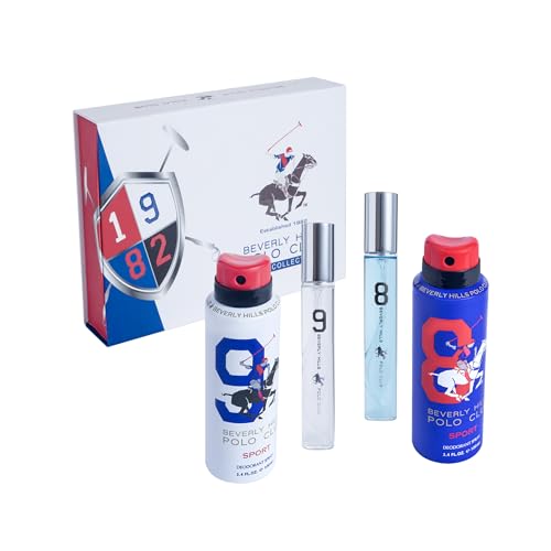 Beverly Hills Polo Club Eau De Toilette (2 X 16 ml each) + Deodrant (2 X 100 ml each) [Perfume Gift set for Men]