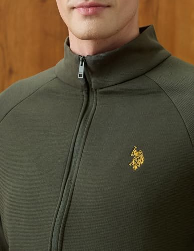 U.S.Polo Association Men's Equestrian Aisle Theater Textured Sweatshirt (USSWS4353_Olive_S)