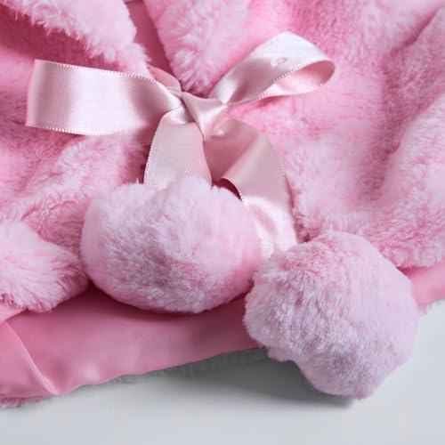 Hopscotch Girls Full Sleeves Pink Fur Pom Pom Embellished Jacket For Ages(2-3 Years)