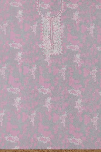 Soch Womens Pink Cotton Floral Dress Material With Machine Embroidery and Thread Work
