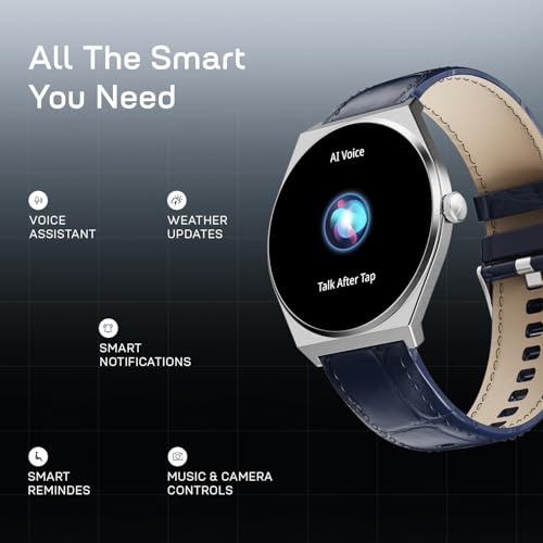 Fire-Boltt Phoenix Nova Smartwatch 1.43” Slim Super AMOLED Display, 466x466 Pixel Always-On Display, Bluetooth Calling, Health Tracker for Men & Women Classic Black