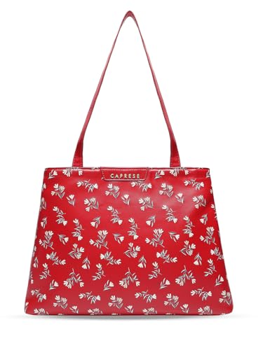 Caprese Merida Satchel Large RED Printed Women's Handbag