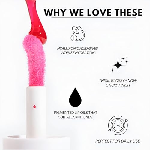 Blur India Juicy Lip Oil + Lip Liner Combo | Deep Pink Lip Liner & Strawberry Lip Oil | Hydrating & High Shine | Lightweight Weight | Non-Sticky