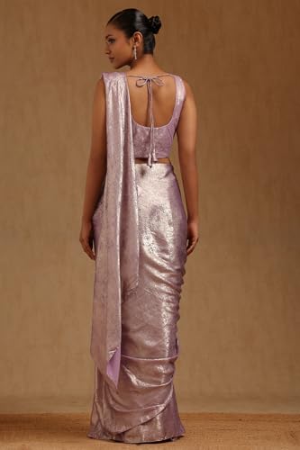 Soch Womens Lavender Fendy Tissue Solid Ready to Wear Saree