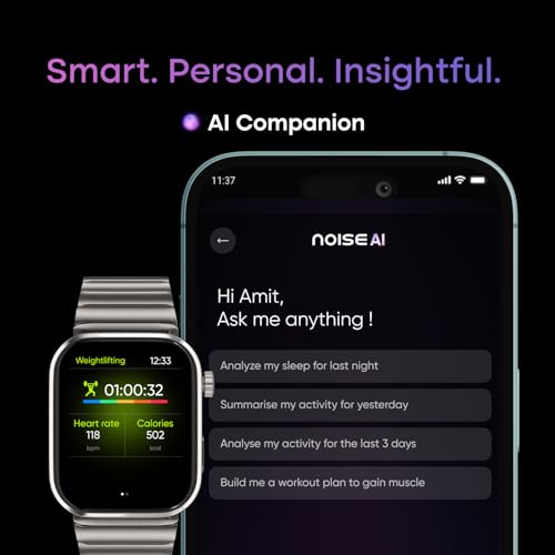 Noise Pro 6 Max Smart Watch:Intelligent AI, Endless AI Watch Faces, AI Companion, 1.96” AMOLED, Stainless Steel Build, Built-in GPS, 5 ATM, EN2 Processor, for iOS & Android(Pure Titanium)