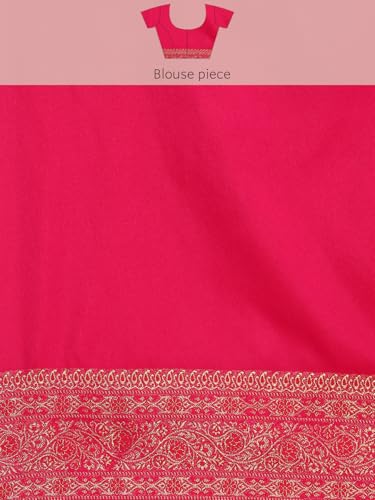 MOHEY Women's Rani Art Silk Zari Weave Saree (Rani)