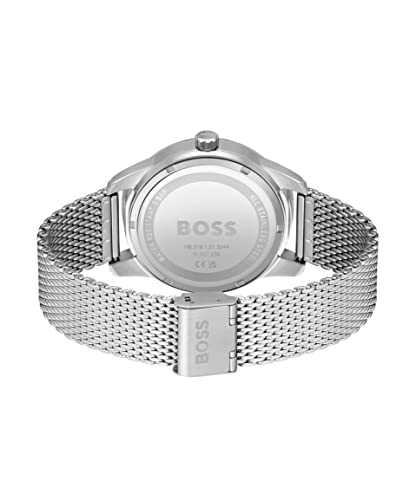 BOSS Sophio Men's Multifunction Stainless Steel and Mesh Bracelet Watch, Color:Silver (Model: 1513942), Silver, Quartz Watch, Silver, 42.00Mm, Quartz Watch