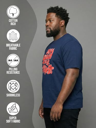 Bigbanana Men Plus Printed Navy Blue Round Neck Tshirt (Upbeat,Navy Blue,6XL)