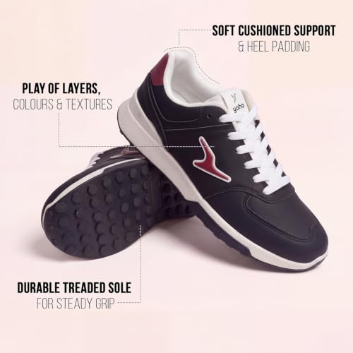 YOHO Men's Low Top Sneakers Blazer Classic | Stylish & Comfortable | Lace Up Casual Shoes for Man/Gents | Classic Black - UK 7