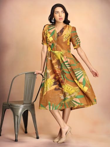 The Mom Store Clay Canvas Women's Cotton Lurex A-Line Dress