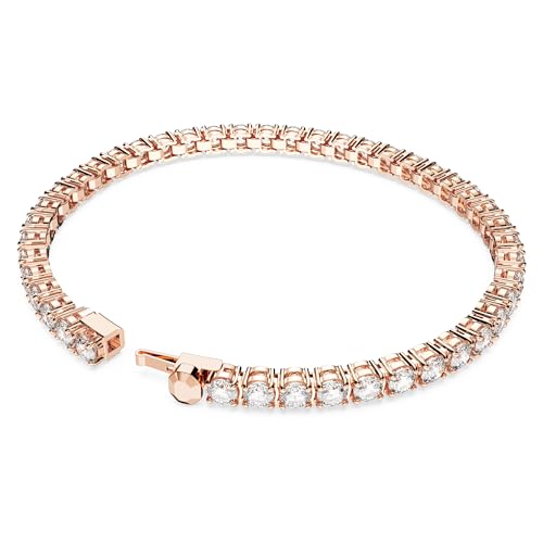 Swarovski Matrix Tennis bracelet, Round cut, White, Rose gold plated top layer, L, Rose Gold Plated, Cubic Zirconia, Cubic Zirconia