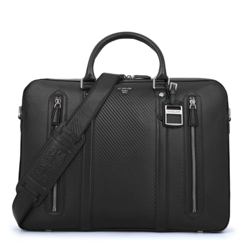 Da Milano Leather Laptop Bag for Men & Women | Laptop Messenger Bag | Ideal for Office Purpose | Fits Upto 16" Laptop - Black