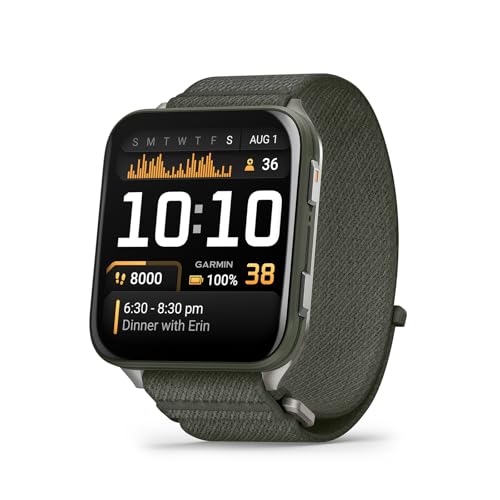 Garmin® Venu® X1, Thin and Lightweight GPS Smartwatch, AMOLED Display, Advanced Health and Fitness Features, Moss with Titanium Caseback and Moss ComfortFit Nylon Band