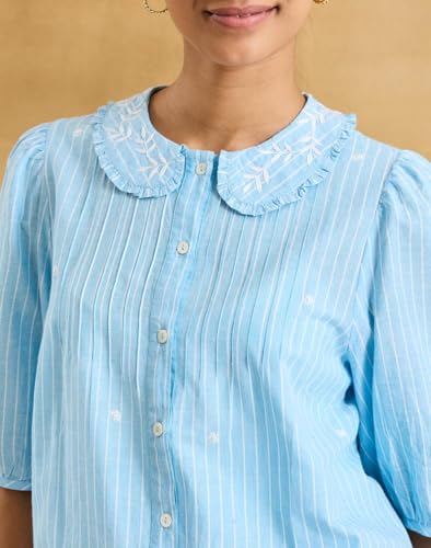Fabindia Blue Cotton Chikankari Top & Shorts Set
