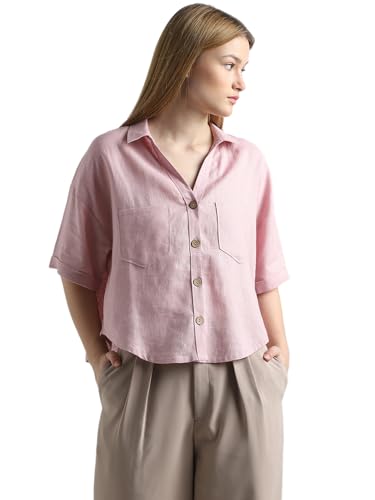 ONLY Pink Linen Short Sleeves Shirt