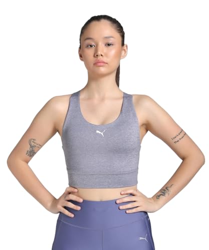 Puma Women's Polyester Underwire Casual Padded Sports Bras (527725_Blue Crystal Heather