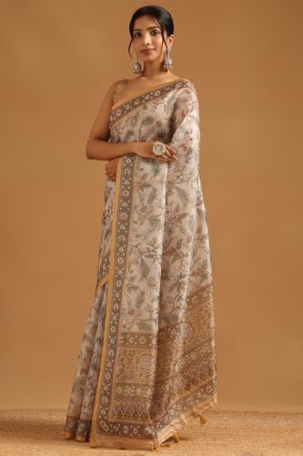 Soch Womens Beige Kota Botanical Saree