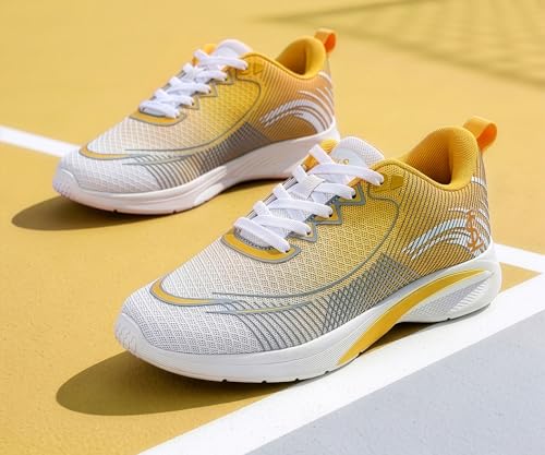 LOUIS STITCH Women’s Zest Yellow Lightweight Athleisure Sport Shoes | The Athleisure Series | Ultra-Lightweight Lace-Up Shoes for Women| Perfect for Casual, Gym & Travel Wear | LSLD-AT-RF02 | UK-4