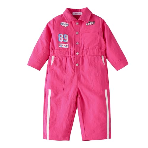Hopscotch Girls Full Sleeves Pink Numeric Collared Jumpsuit For Ages (3-6 Months)