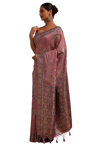 Soch Womens Lavender Chanderi Zari Woven Designs Saree