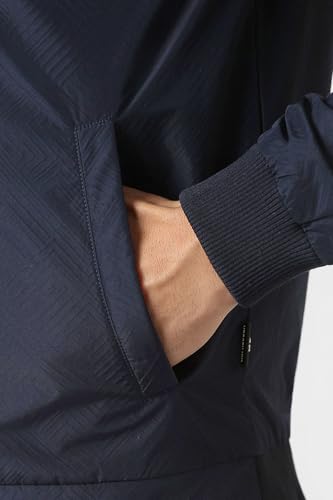 Men Navy Textured Casual Jacket
