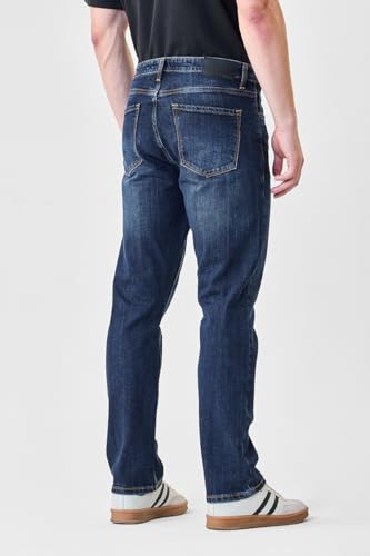 SNITCH Men Dark Blue Casual Jeans | Straight Fit Mid Rise Washed Design | Durable Cotton Blend & Smooth Denim Fabric for Everyday Comfort & Style
